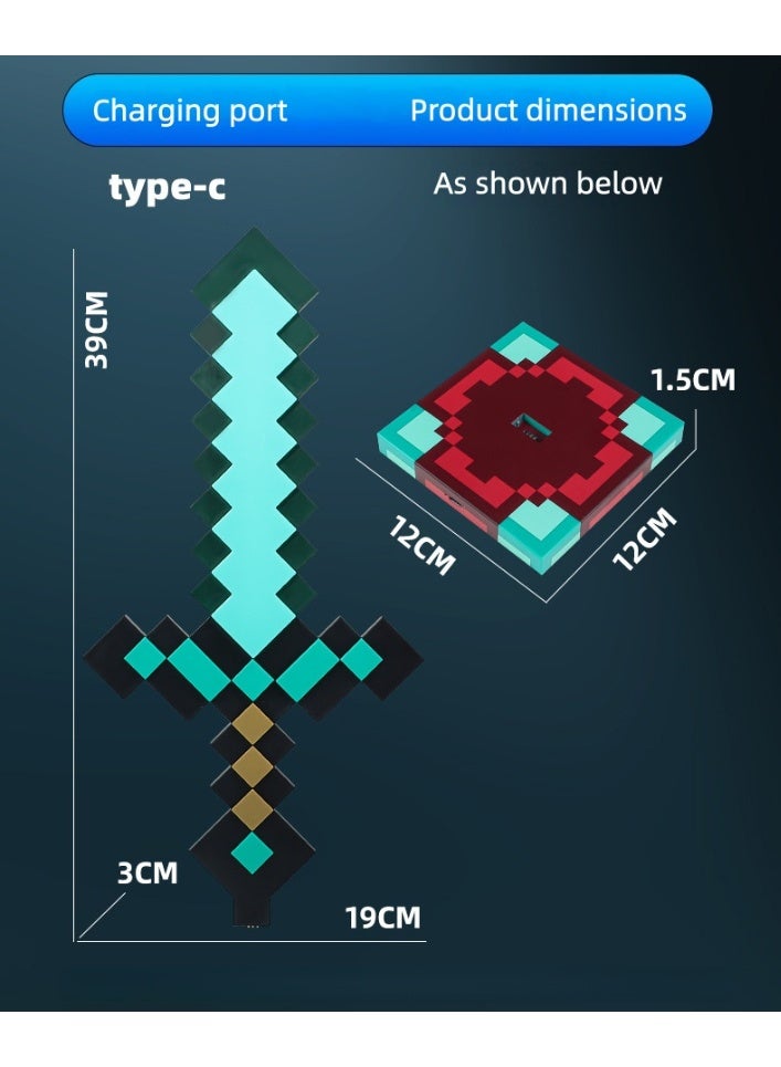 DF Minecraft Diamond Sword Night Light, 9-Color Changing Sword, Star Wars Force Laser Sword, Children's Boys' Lightsaber Toy - Image 4
