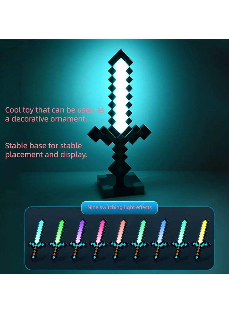 DF Minecraft Diamond Sword Night Light, 9-Color Changing Sword, Star Wars Force Laser Sword, Children's Boys' Lightsaber Toy - Image 1