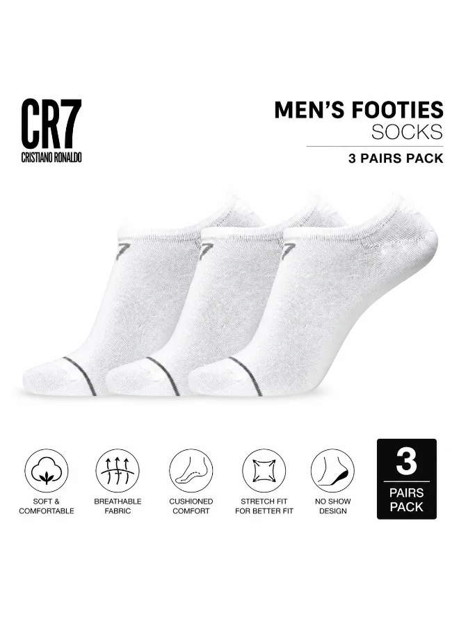 Cr7 white CR7 Men’s Footies Socks 3 Pairs, White Low Cut Ankle Socks, Size 40–46, 80% Cotton  | Best Price UAE