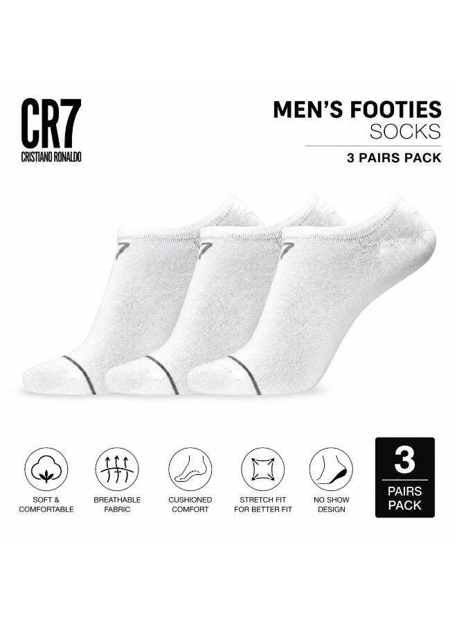 CR7 Men’s Footies Socks 3 Pairs, White Low Cut Ankle Socks, Size 40–46, 80% Cotton - Image 5