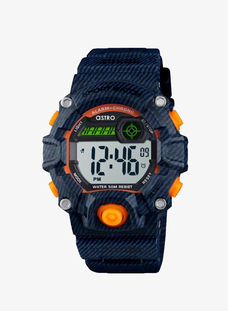 Astro A9936-PPNSO Kids Digital Display Watch & PU Strap Blue With Orange Button - Image 1