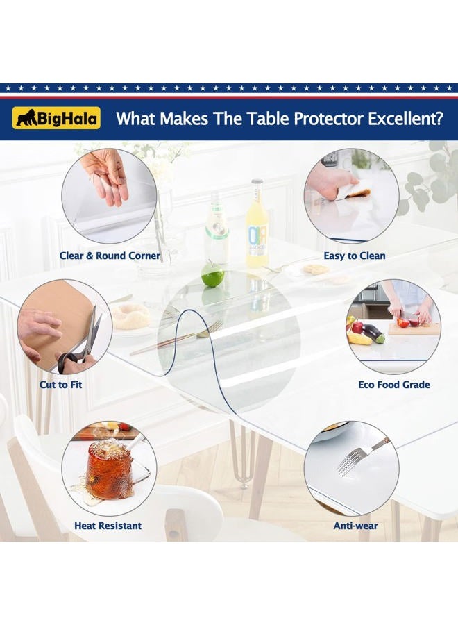 BigHala Table Protector Kitchen Dining Room Wood Furniture Cover Clear Plastic Tablecloth Cover Mat Wipeable Easy to Clean Wooden Desk Protective Pad PVC Vinyl Coffee Side Tabletop Protection 24" 48 inch - Image 4