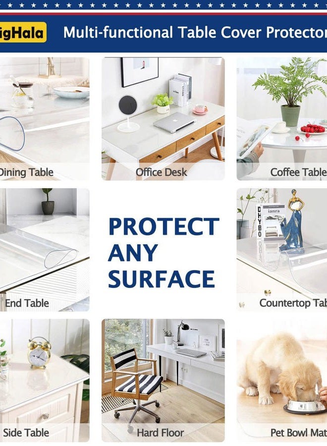BigHala Table Protector Kitchen Dining Room Wood Furniture Cover Clear Plastic Tablecloth Cover Mat Wipeable Easy to Clean Wooden Desk Protective Pad PVC Vinyl Coffee Side Tabletop Protection 24" 48 inch - Image 5