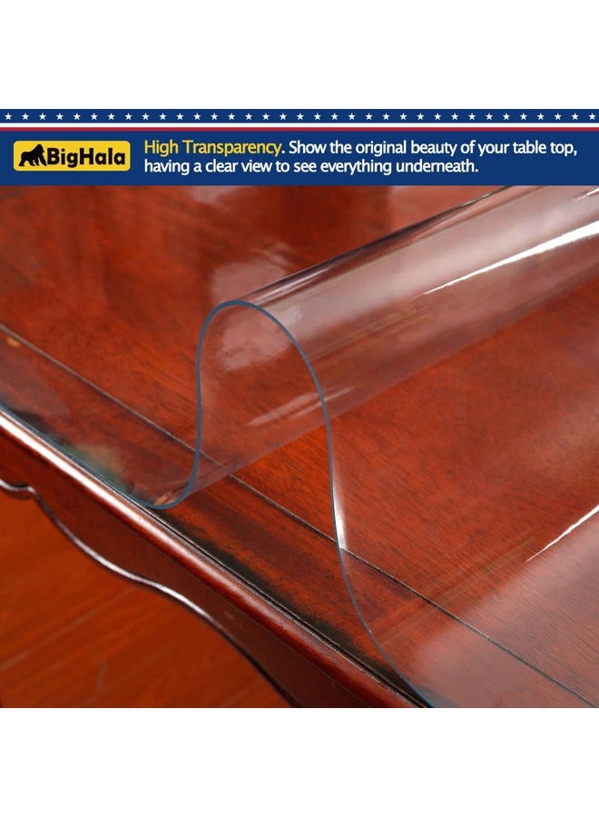 BigHala Table Protector Kitchen Dining Room Wood Furniture Cover Clear Plastic Tablecloth Cover Mat Wipeable Easy to Clean Wooden Desk Protective Pad PVC Vinyl Coffee Side Tabletop Protection 24" 48 inch - Image 3
