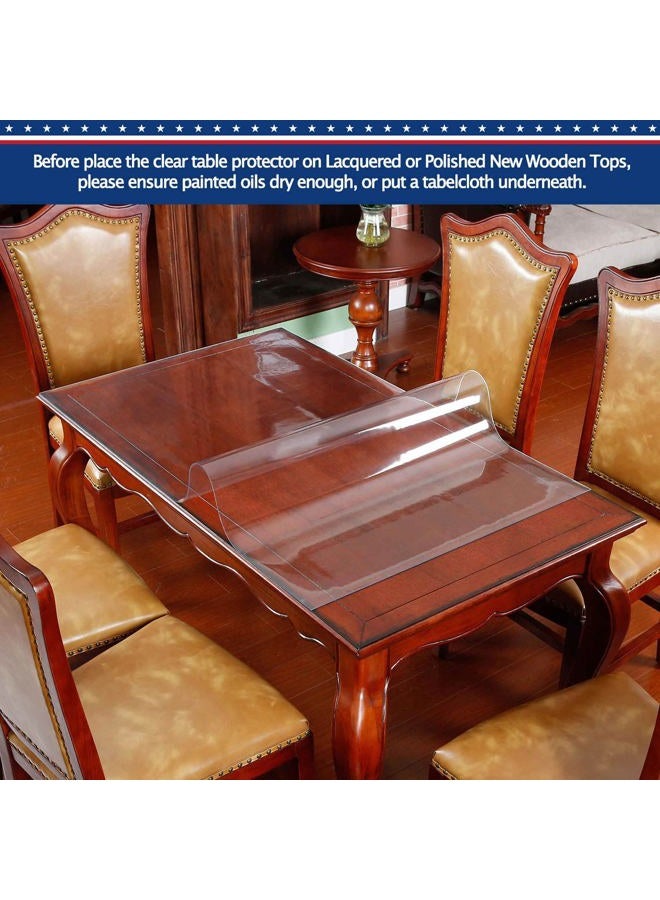 BigHala Table Protector Kitchen Dining Room Wood Furniture Cover Clear Plastic Tablecloth Cover Mat Wipeable Easy to Clean Wooden Desk Protective Pad PVC Vinyl Coffee Side Tabletop Protection 24" 48 inch - Image 2