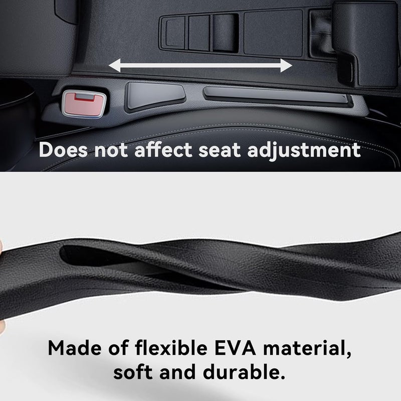 Alieemo Car Seat Gap Filler Organizer, 2PCS Multifunctional Vehicle Fill Gap Blocker with Storage Slot Between Seat & Console, Anti-Drop Auto Interior Organization, Universal Fit (Black) - Image 5
