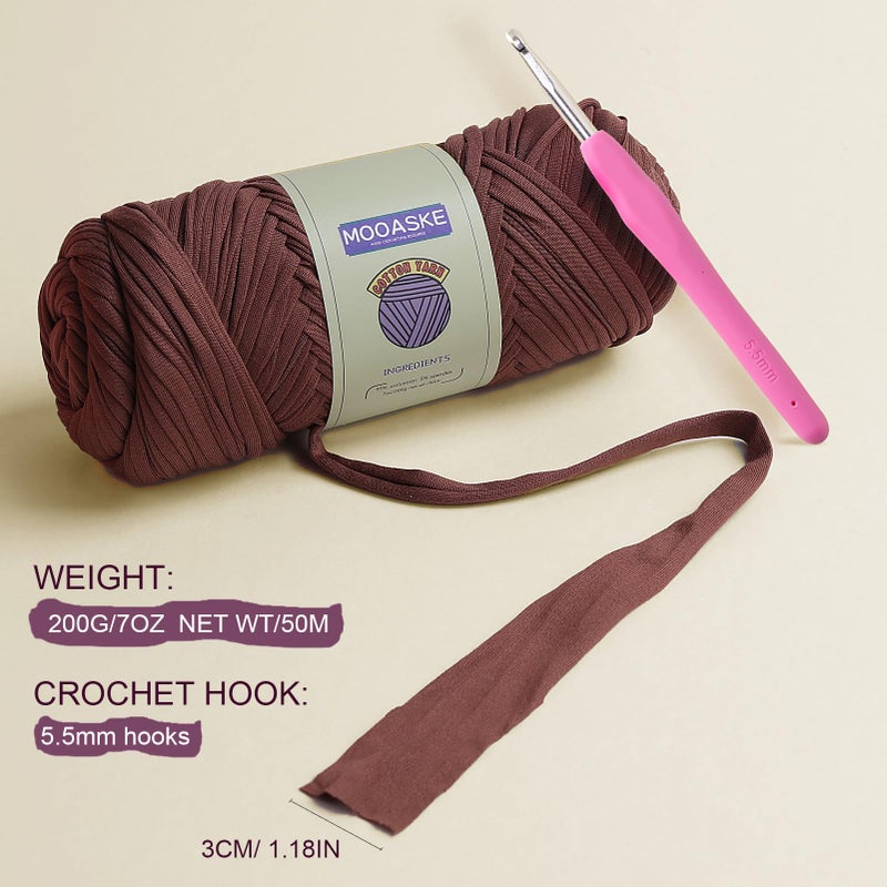 Mooaske 2 Pack T-Shirt Crochet Yarn for DIY Knitting Crochet Cloth Blanket Bag Dolls - 400g Chunky Thick Yarn for Crocheting with Polyester-Spandex Blend Elastic Fabric (Black) - Image 3