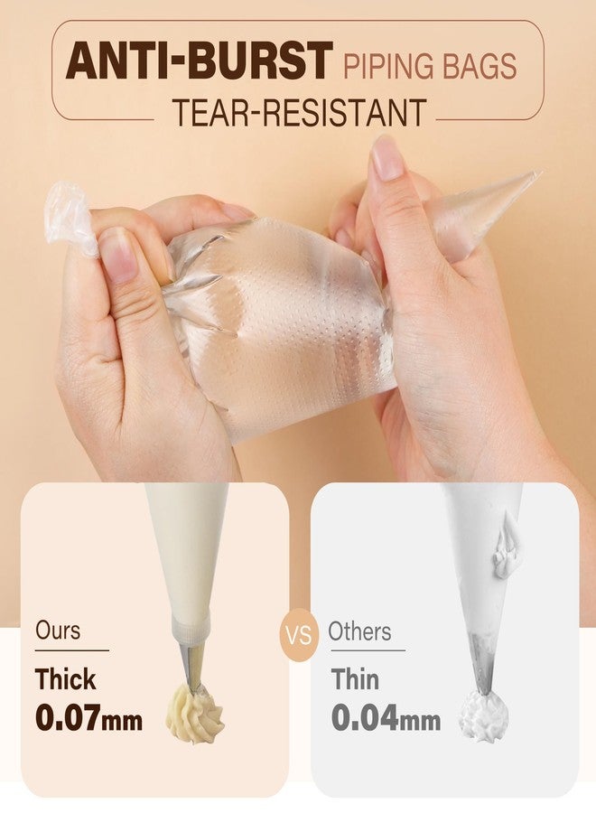 LotFancy 500Pcs Piping Bags 10 Inch, Thick Tipless Piping Bags, Non-Slip Disposable Pastry Bag for Royal Icing, Cookies, Cake Decorating - Image 2