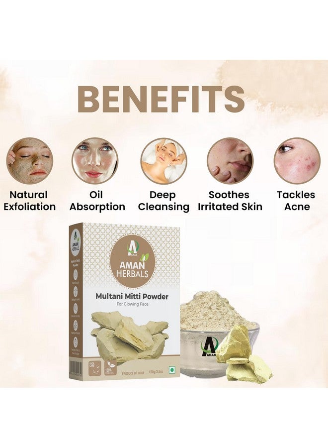 AMAN HERBALS - 100% Natural Multani Mitti powder for Face, Skin, and Hair| Fuller's Earth, Bentonite Clay 200gm - Image 2