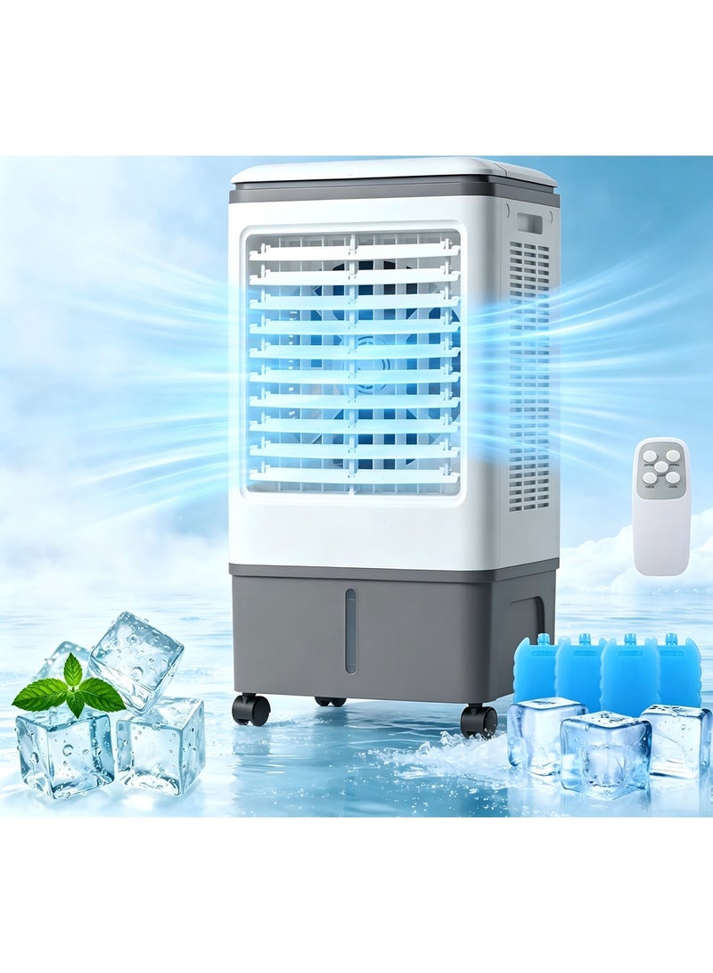 تدوو Evaporative Air Cooler, TDOO Cooling Fan with 3 Modes & 3 Speeds, Windowless Air Conditioner with 12-H Timer Remote Control，Portable Unit w/ 30L Water Tank, Fast Cooling for Room - Image 1