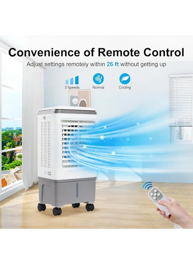 تدوو Evaporative Air Cooler, TDOO Cooling Fan with 3 Modes & 3 Speeds, Windowless Air Conditioner with 12-H Timer Remote Control，Portable Unit w/ 30L Water Tank, Fast Cooling for Room - Image 5