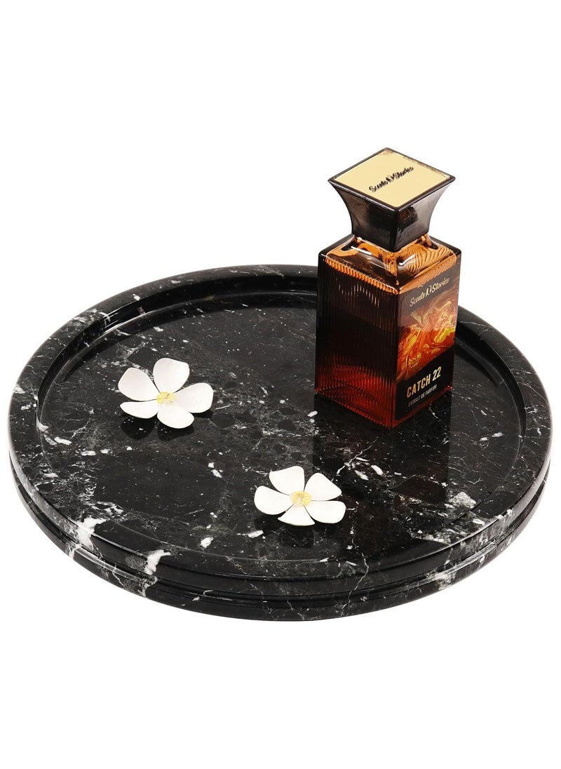 RADICALn Radicaln Marble Tray Black 10" Inch Handmade Kitchen Table Round Tray - Bathroom Storage Bathroom Tray, Charcuterie Board - Serving Coffee Tray for Coffee Bar, Decorative Tray  - Image 1