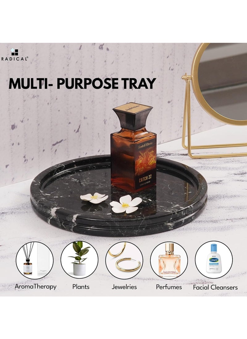 RADICALn Radicaln Marble Tray Black 10" Inch Handmade Kitchen Table Round Tray - Bathroom Storage Bathroom Tray, Charcuterie Board - Serving Coffee Tray for Coffee Bar, Decorative Tray  - Image 2
