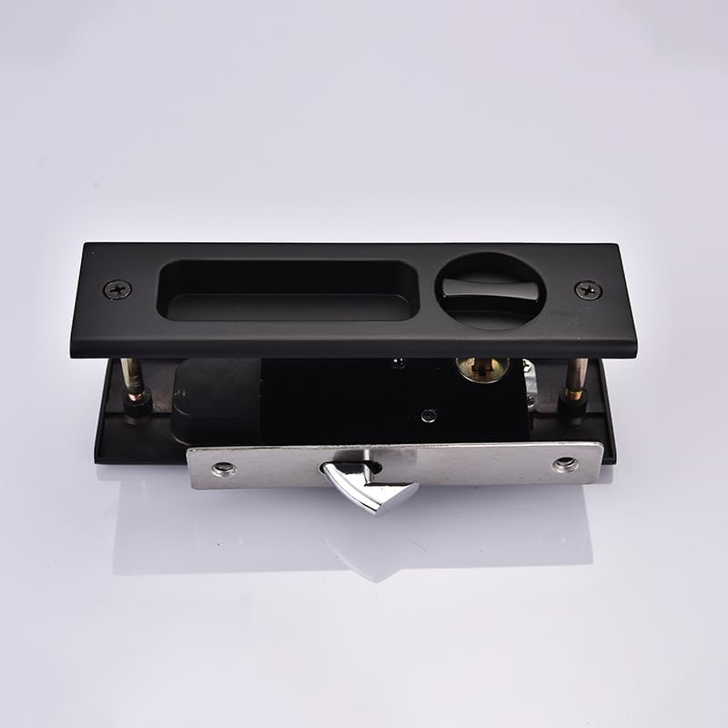 CCJH Sliding Barn Door Locks Invisible Door Handle Locks with Keys for Wood Pocket Door Hardware(Black) - Image 5
