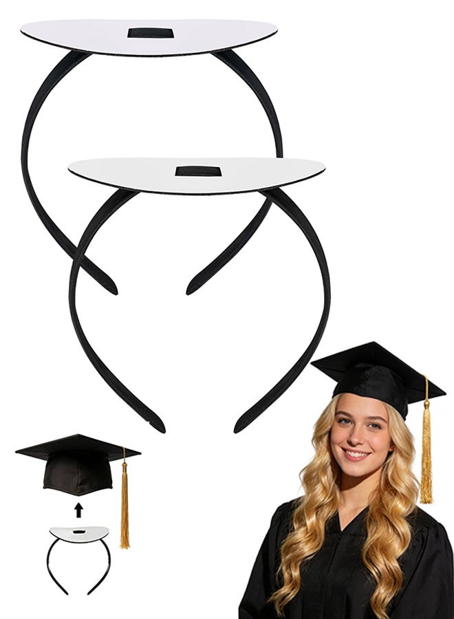 2 Pack Graduation Cap Headband Insert, Round Firm Anti-Fall Hair Band Holder, Secure Grad Hat & Hairstyle for Graduates Students Women (Cap Not Included) - Image 1