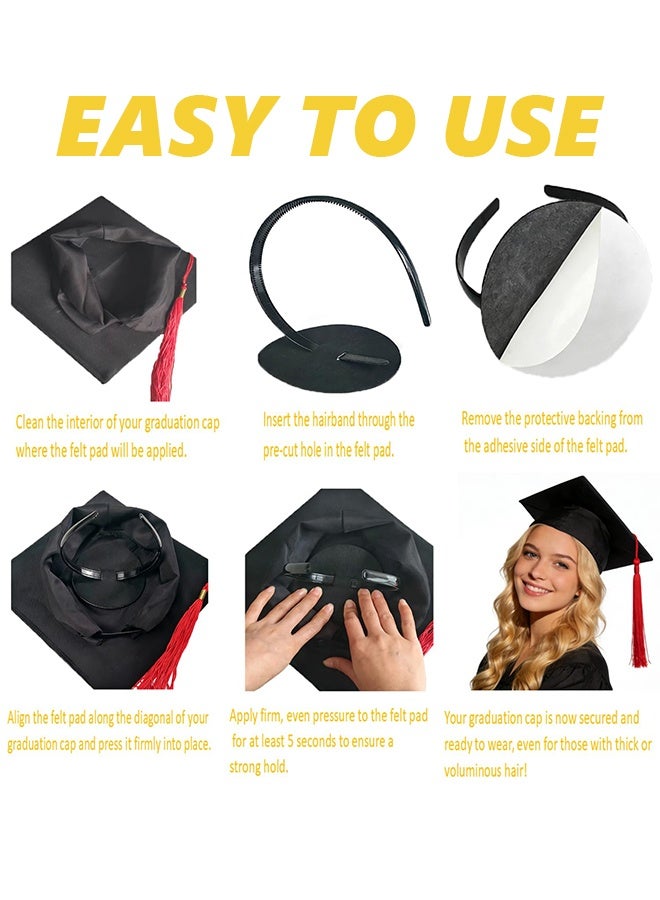 2 Pack Graduation Cap Headband Insert, Round Firm Anti-Fall Hair Band Holder, Secure Grad Hat & Hairstyle for Graduates Students Women (Cap Not Included) - Image 4