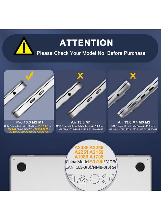 موسيسو جراب موسيسو متوافق مع ماك بوك برو 13 بوصة M2 2025، 2024، 2023، 2022-2016 A2338 M1 A2251 A2289 A2159 A1989 A1708 A1706، مصنوع من البلاستيك الصلب وغطاء لوحة المفاتيح وغشاء الشاشة وحقيبة التخزين، شفاف للغاية - Image 2
