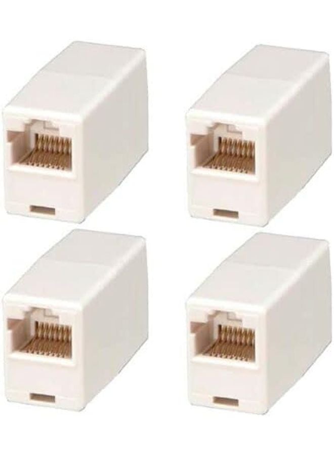 White RJ45 Ethernet Cable Coupler 4 Pack Inline Network LAN Joiner Adapter - Image 2