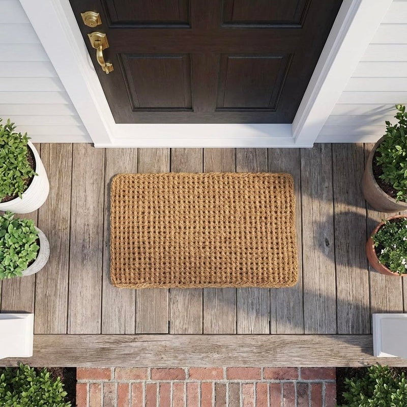 Kempf Dragon Weave Coco Coir Doormat, 22" x 36", Hand-Twisted Interwoven Fibers, Breathable Woven Backed Scraper Mat for Indoor Outdoor Entryways - Image 3