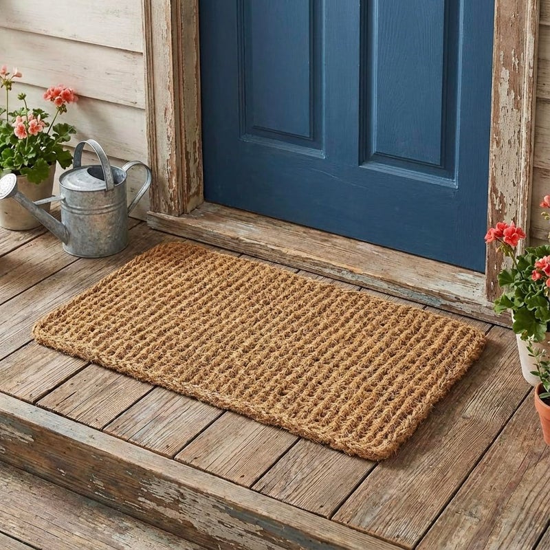 Kempf Dragon Weave Coco Coir Doormat, 22" x 36", Hand-Twisted Interwoven Fibers, Breathable Woven Backed Scraper Mat for Indoor Outdoor Entryways - Image 2
