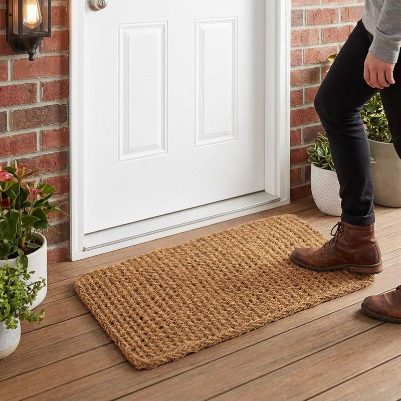 Kempf Dragon Weave Coco Coir Doormat, 22" x 36", Hand-Twisted Interwoven Fibers, Breathable Woven Backed Scraper Mat for Indoor Outdoor Entryways - Image 1
