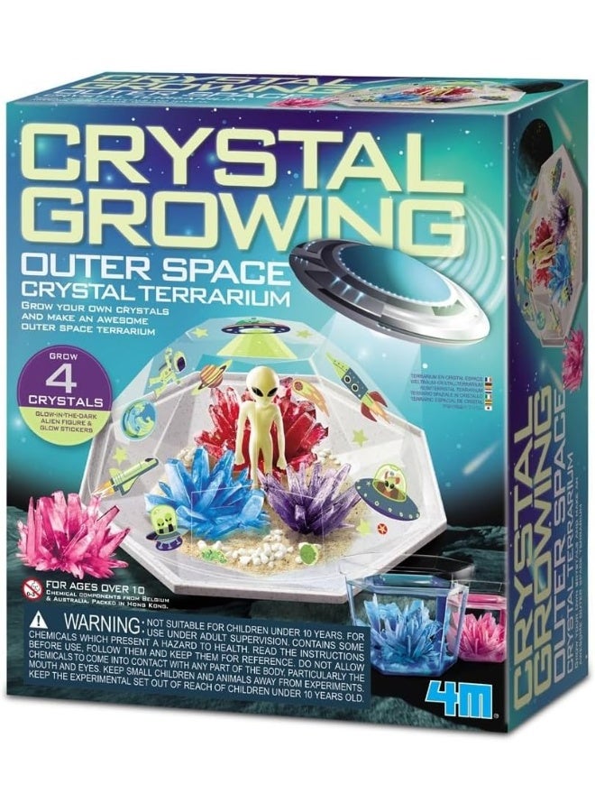 4M Crystal Growing Outer Space Terrarium Kit – Grow Four Outer‑Space Crystals in a Terrarium with Glow Alien Figurine, Stickers, Gravel, Sand, Four Growth Cups & Mixing Tools – STEM Fun Ages 10+ | 00-03932/EU - Image 1