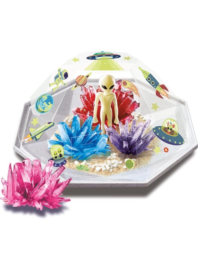 4M Crystal Growing Outer Space Terrarium Kit – Grow Four Outer‑Space Crystals in a Terrarium with Glow Alien Figurine, Stickers, Gravel, Sand, Four Growth Cups & Mixing Tools – STEM Fun Ages 10+ | 00-03932/EU - Image 5