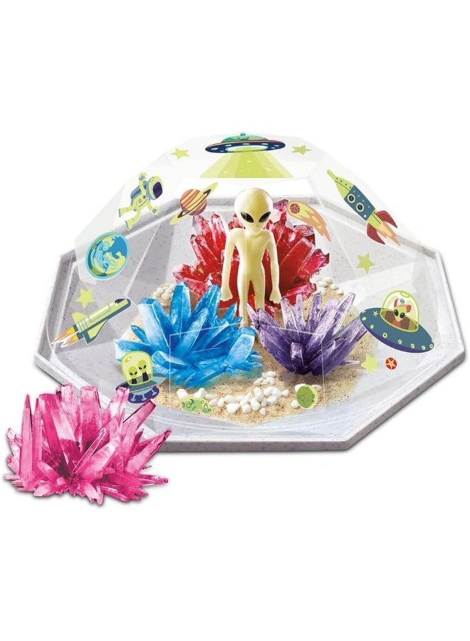 4M Crystal Growing Outer Space Terrarium Kit – Grow Four Outer‑Space Crystals in a Terrarium with Glow Alien Figurine, Stickers, Gravel, Sand, Four Growth Cups & Mixing Tools – STEM Fun Ages 10+ | 00-03932/EU - Image 2