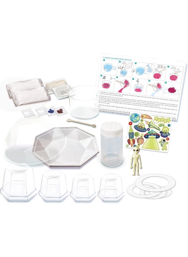 4M Crystal Growing Outer Space Terrarium Kit – Grow Four Outer‑Space Crystals in a Terrarium with Glow Alien Figurine, Stickers, Gravel, Sand, Four Growth Cups & Mixing Tools – STEM Fun Ages 10+ | 00-03932/EU - Image 4