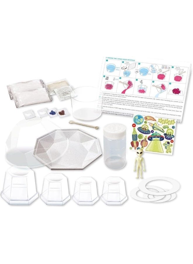 4M Crystal Growing Outer Space Terrarium Kit – Grow Four Outer‑Space Crystals in a Terrarium with Glow Alien Figurine, Stickers, Gravel, Sand, Four Growth Cups & Mixing Tools – STEM Fun Ages 10+ | 00-03932/EU - Image 3
