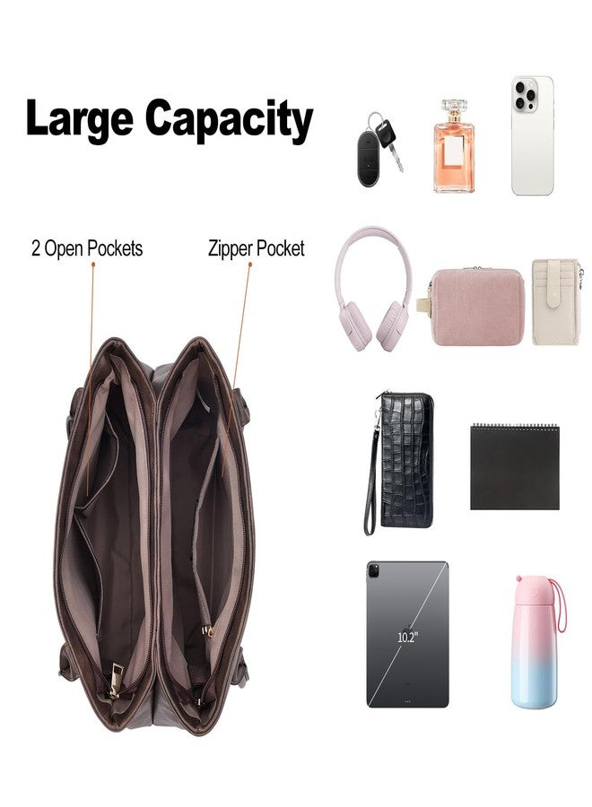 SENDEFN Large Work Tote Bag for Women Shoulder Bag Large Top Handle Handbag with Two Main Compartments Ladies Travel Purse Hobo Bag with Zipper Pocket - Image 4