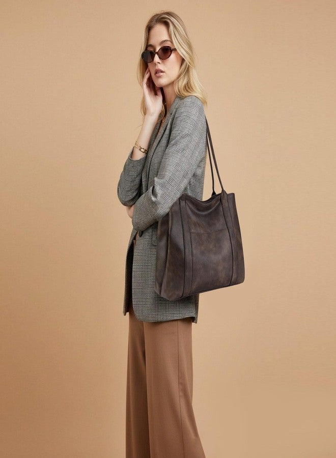 SENDEFN Large Work Tote Bag for Women Shoulder Bag Large Top Handle Handbag with Two Main Compartments Ladies Travel Purse Hobo Bag with Zipper Pocket - Image 3