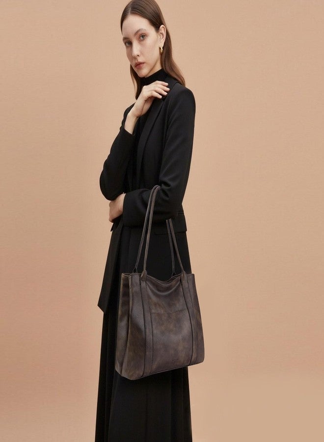 SENDEFN Large Work Tote Bag for Women Shoulder Bag Large Top Handle Handbag with Two Main Compartments Ladies Travel Purse Hobo Bag with Zipper Pocket - Image 2