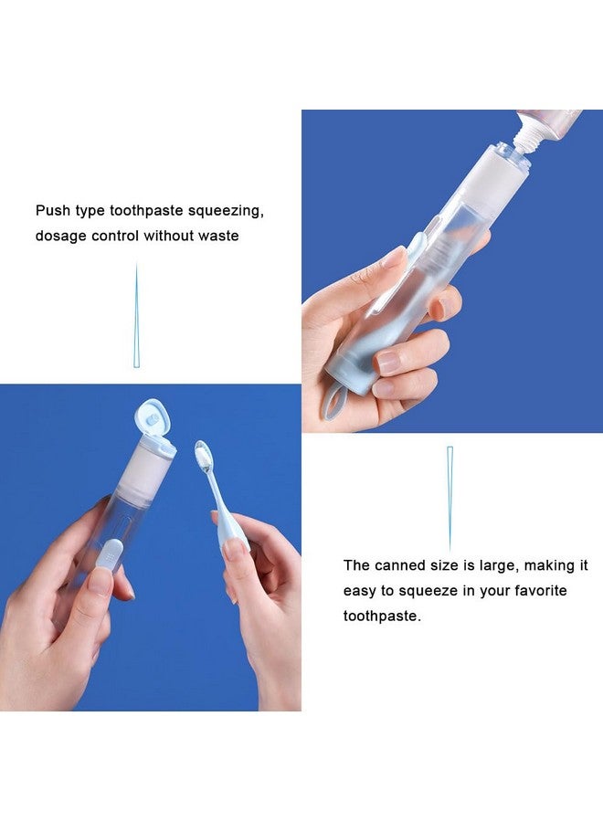 سونجفير فرشاة أسنان محمولة للسفر ثلاثة في واحد + رأس فرشاة بديل، شعيرات تقويم الأسنان المطورة، أنبوب معجون أسنان مدمج، فرشاة أسنان قابلة للطي، ملحق أساسي للسفر والتخييم - Image 3