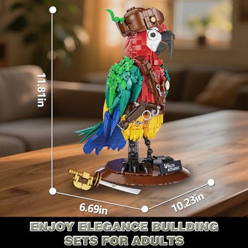 Vziimo Pirate Parrot Flowers Building Set 1236PCS Parrot Creative Bird Model Home Deocr and Office Art Gift for Teens Boyfriend Adults 14 Compatible with Major Brand - Image 5