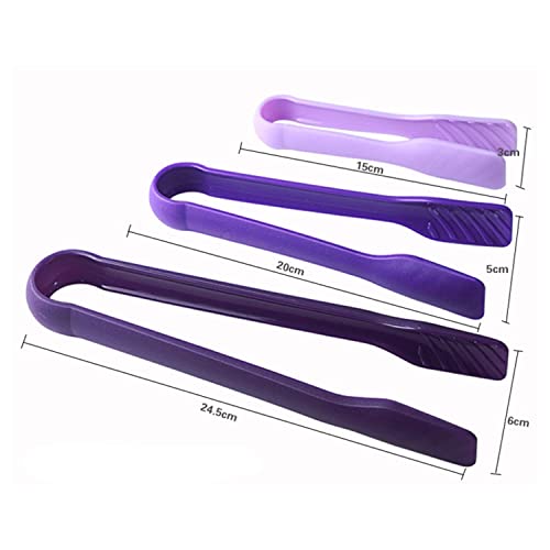VELINEX® 3 Piece Kitchen Plastic Tongs, Multi-functional Mini Tongs, Multi Colored (PURPLE) - Image 5