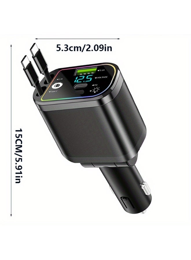 5 منفذ 30 واط PD شاحن سيارة سريع، شاحن سيارة USB-C مدمج صغير مع عرض رقمي للجهد، شاحن سيارة سريع متعدد المنافذ QC3.0 لشاحن سيجارة لجميع الهواتف مثل iPhone وSamsung وAndroid - Image 4