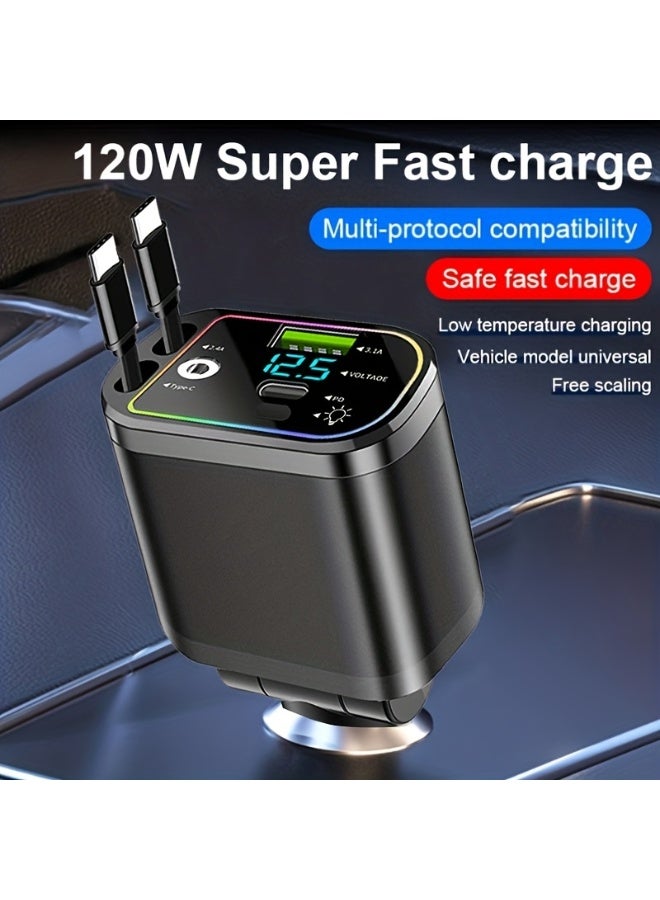 5 منفذ 30 واط PD شاحن سيارة سريع، شاحن سيارة USB-C مدمج صغير مع عرض رقمي للجهد، شاحن سيارة سريع متعدد المنافذ QC3.0 لشاحن سيجارة لجميع الهواتف مثل iPhone وSamsung وAndroid - Image 2