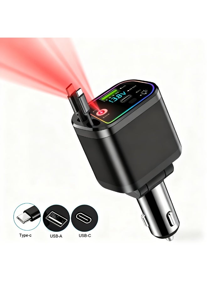 5 منفذ 30 واط PD شاحن سيارة سريع، شاحن سيارة USB-C مدمج صغير مع عرض رقمي للجهد، شاحن سيارة سريع متعدد المنافذ QC3.0 لشاحن سيجارة لجميع الهواتف مثل iPhone وSamsung وAndroid - Image 5