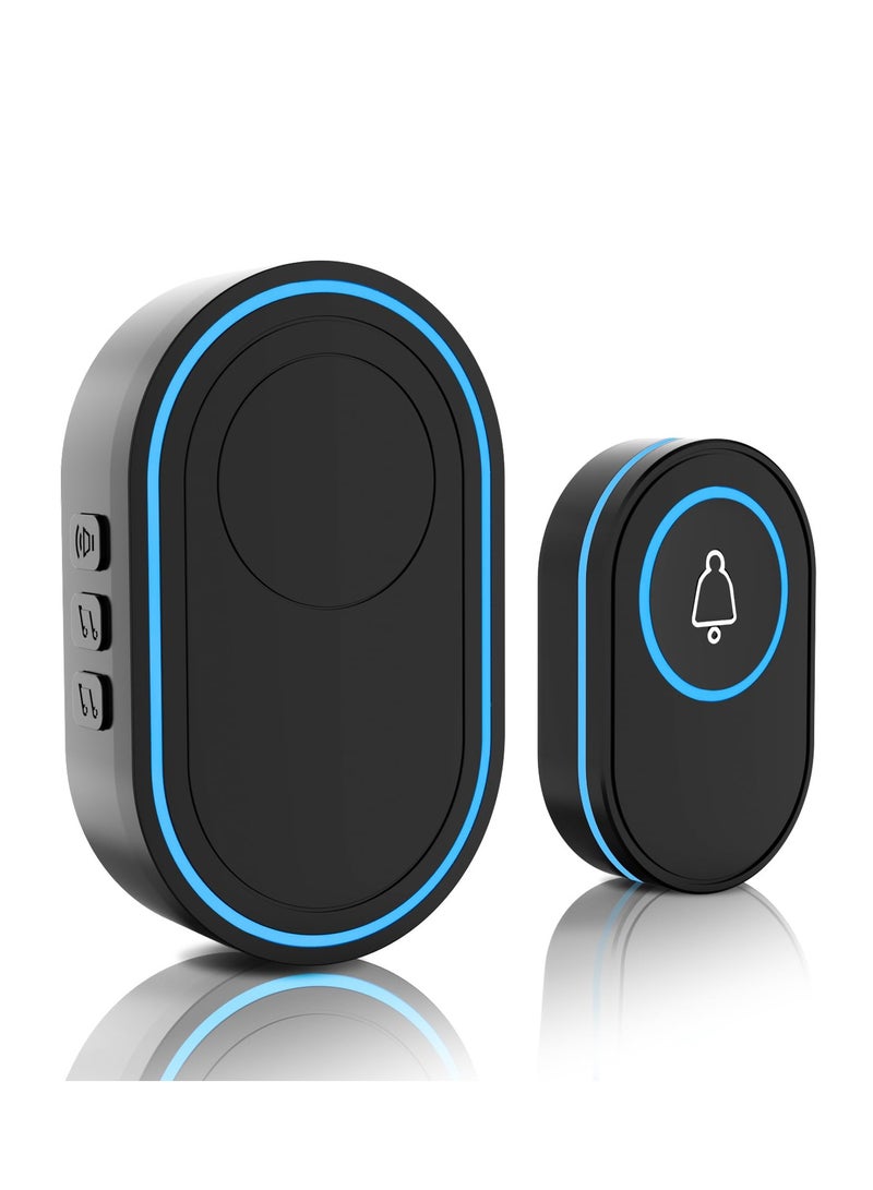 IP65 Waterproof Wireless Doorbell with 39 Chimes u0026 5 Volume Levels, 150m Range, Easy Install for Home, School u0026 Office - Black - Image 1