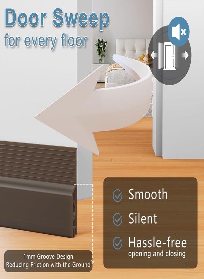 Beoguy Door Draft Stopper, Adjustable Door Sweep for Bottom of Doors, Under Door Gap Filler for Exterior & Interior Doors, Weather Stripping Blocks Noise and Cold Air (39Inch, Brown) - Image 3