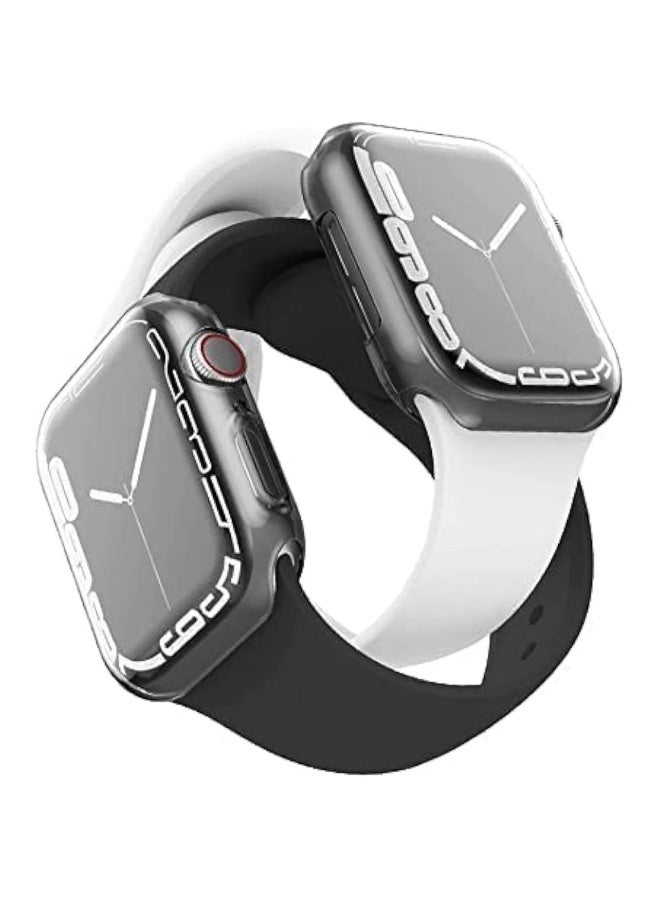 غطاء حماية كامل من قطعتين متوافق مع ساعات Apple IWatch Series 9 | 8 | 7 مصنوع من مادة TPU المقاومة للخدش (شفاف 45 مم) - Image 2