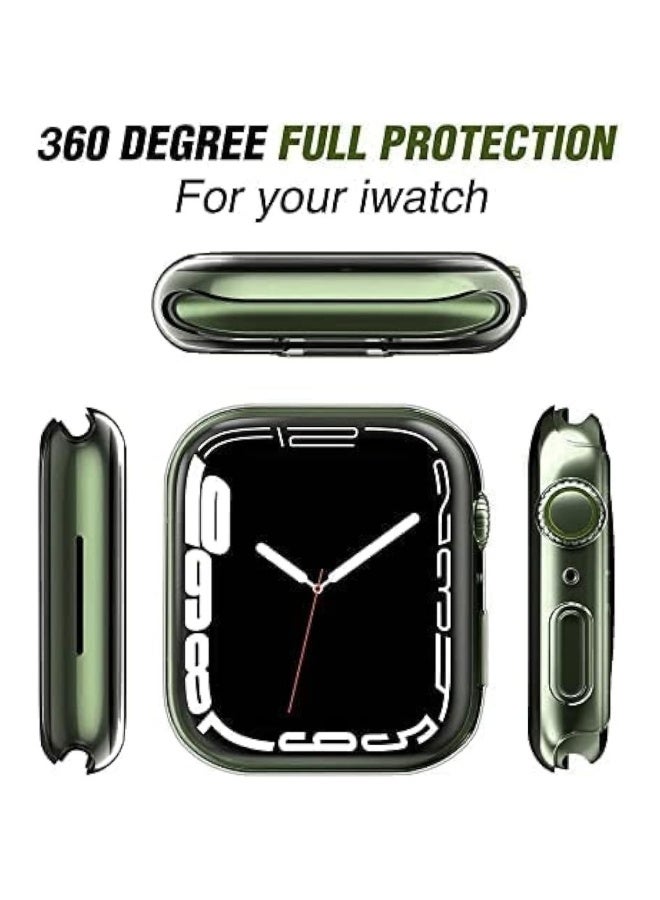 غطاء حماية كامل من قطعتين متوافق مع ساعات Apple IWatch Series 9 | 8 | 7 مصنوع من مادة TPU المقاومة للخدش (شفاف 45 مم) - Image 5