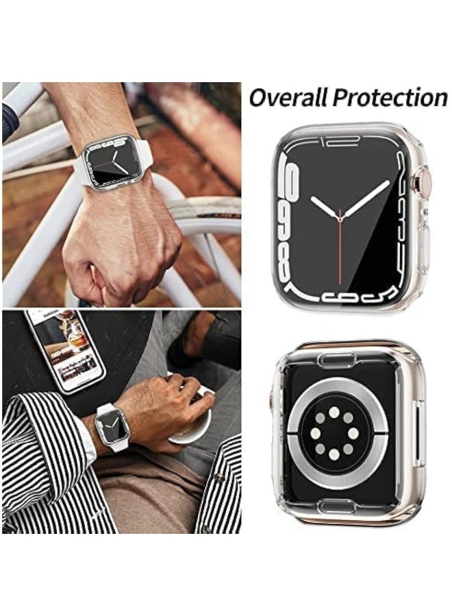 غطاء حماية كامل من قطعتين متوافق مع ساعات Apple IWatch Series 9 | 8 | 7 مصنوع من مادة TPU المقاومة للخدش (شفاف 45 مم) - Image 4
