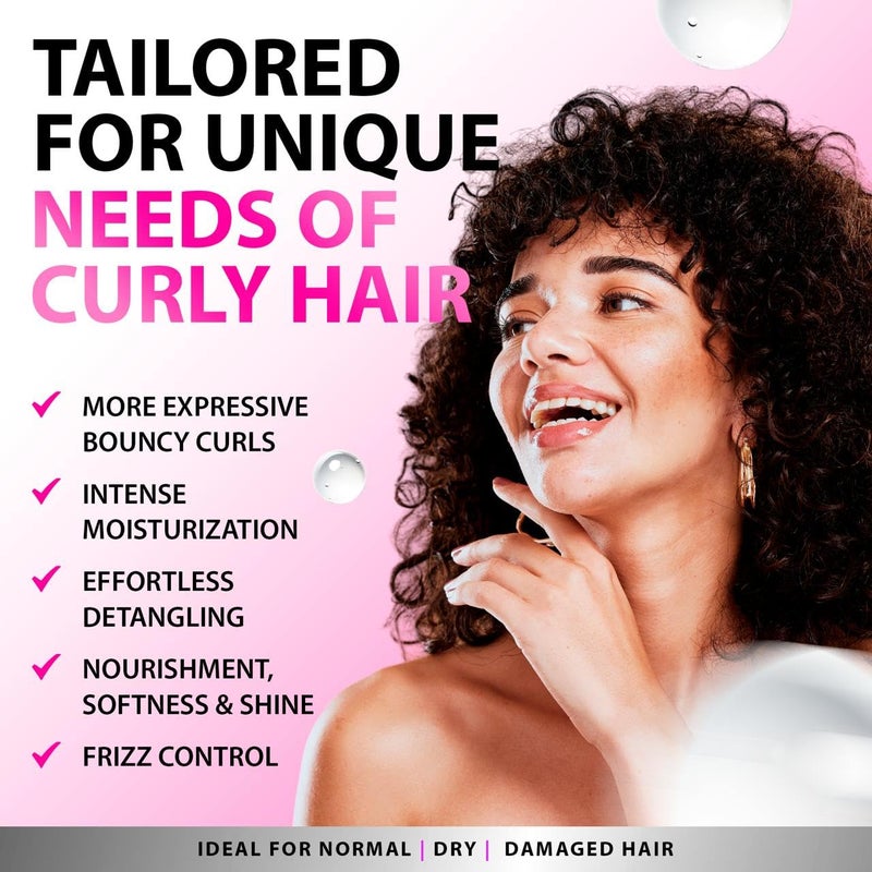 SUNATORIA Curly Hair Mask - Deep Conditioner for Curly Hair - Natural Argan & Keratin Hair Treatment Mask - 8.5 Fl Oz - Repair, Hydrate, Moisturize Dry, Damaged, Wavy & Frizzy Hair - Image 2