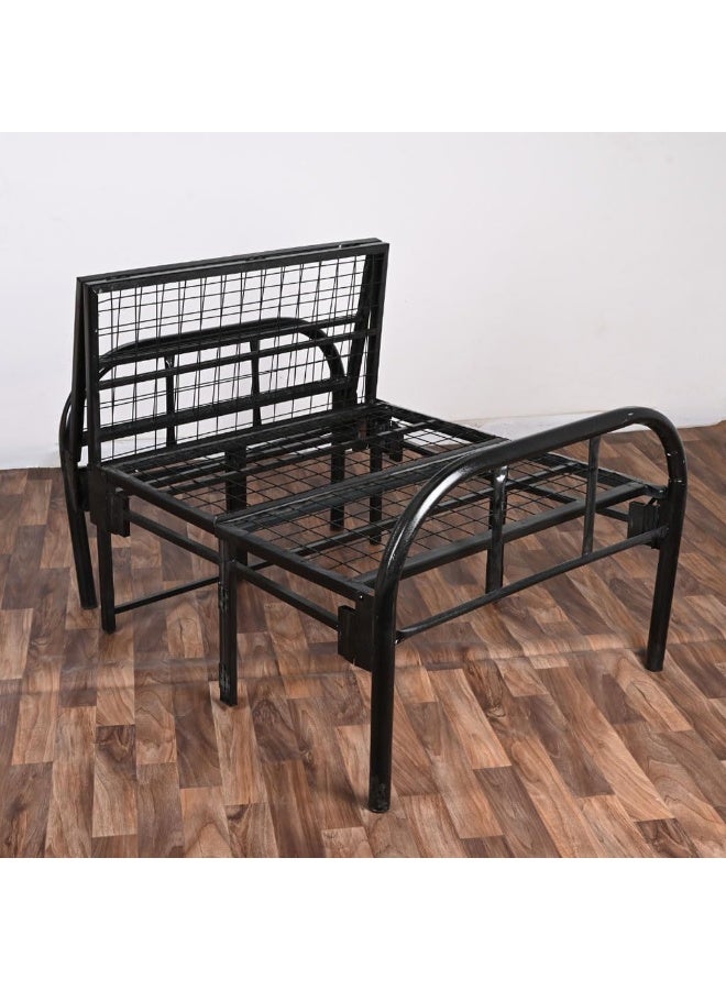 سحابة سرير قابل للطي 190 × 90 سم، سرير قابل للطي محمول بإطار قوي ومتين، إطار سرير للمنزل والمكتب أسود - Image 4