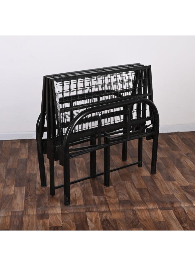 سحابة سرير قابل للطي 190 × 90 سم، سرير قابل للطي محمول بإطار قوي ومتين، إطار سرير للمنزل والمكتب أسود - Image 5