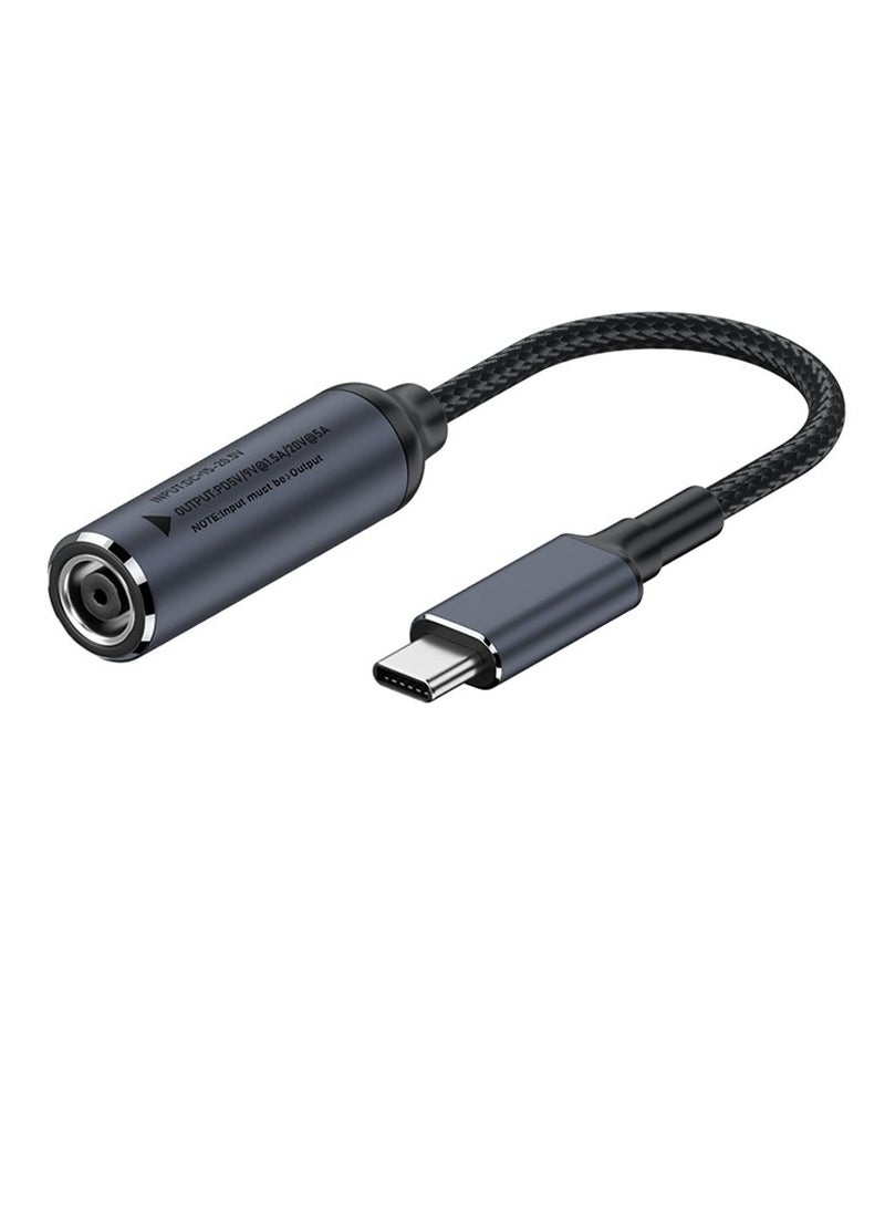 Terabyte DC 6.0 x 3.7mm to USB-C / Type-C Male 100W Computer Charging Adapter Connector - Image 1