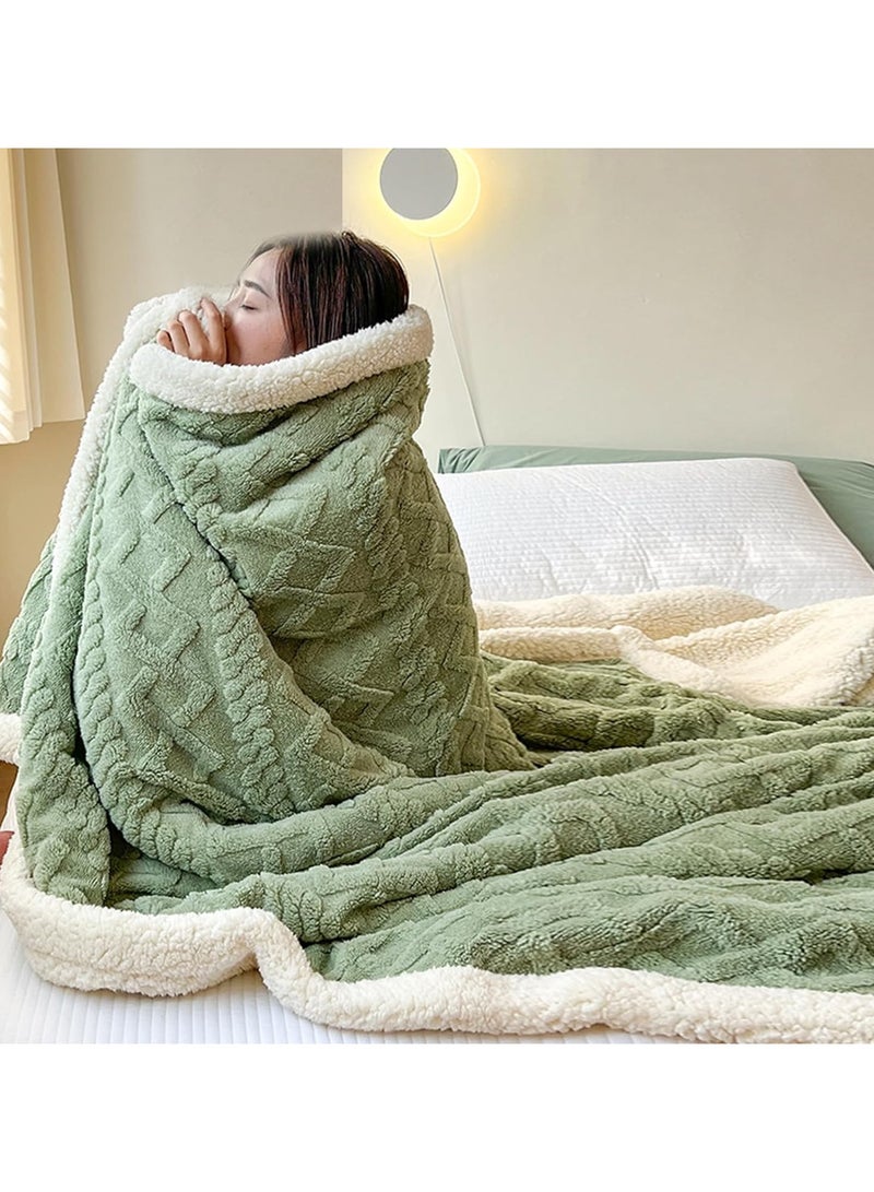 A.M Cashmere Lamb Plush Blanket, Double-Sided Nap Blanket, Sofa Blanket, Winter Thickened Coral Velvet Blanket, Gift for Family, Suitable for Keeping Warm  Home - Image 1