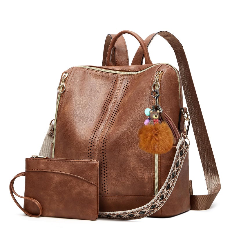 Makes Backpack Purse for Women PU Leather Travel Satchel Handbag Convertible Design Bag with Purse - Image 1